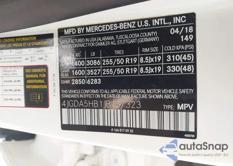 2018 Mercedes-Benz Gle 350 4Matic from USA, damaged, VIN 4JGDA5HB1JB137323